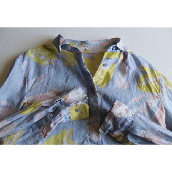 Babaton Tahoma Button-up Linen Shirt Glimmer Cool Yellow Size Small - Picture 7 of 9